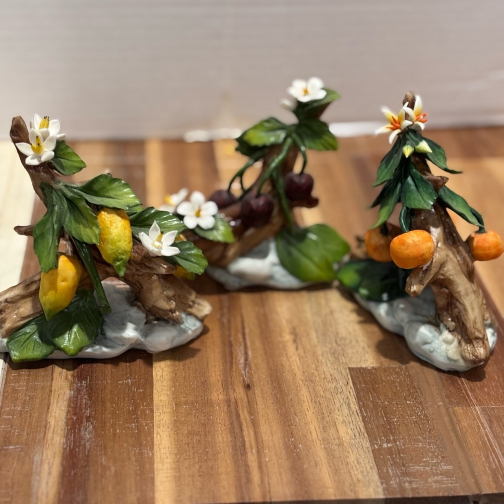Three Capodimonte Fruit Figurines